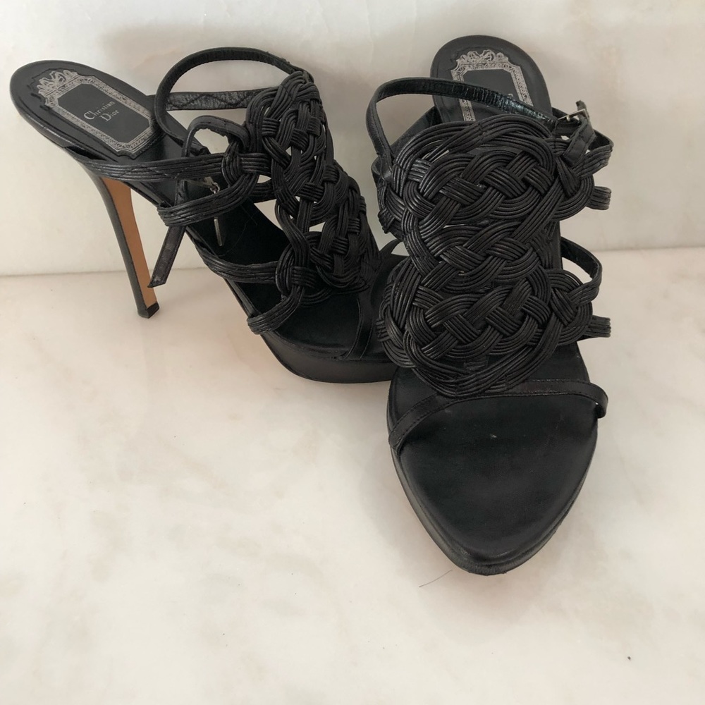 Christian Dior weaved leather heel